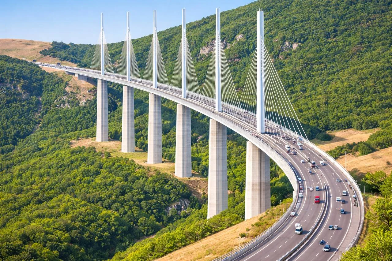Виадук Мийо во Франции — высокий вантовый мост