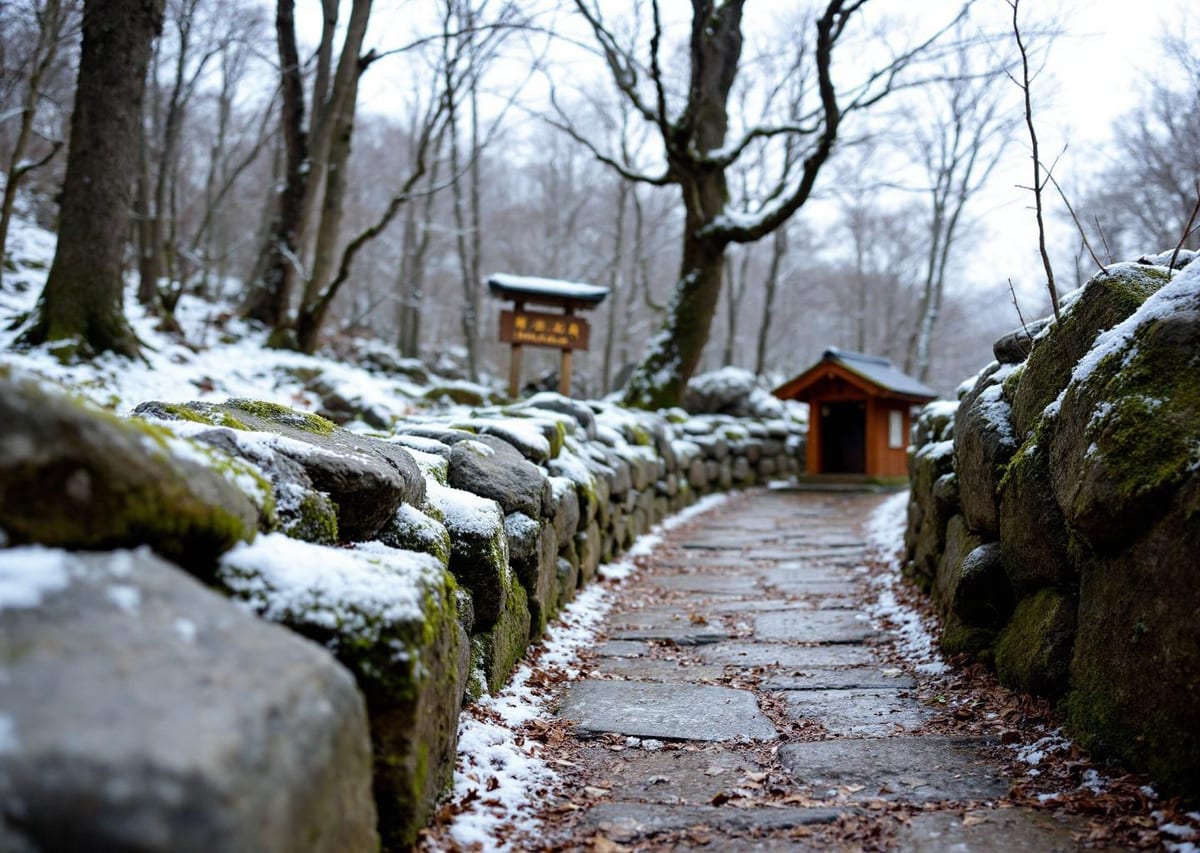 Заснеженная тропа Nakasendo между Tsumago и Magome